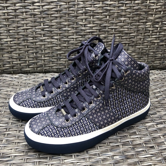 Jimmy Choo Printed Leather & Neoprene High Top Sneaker Size 43EU/10US